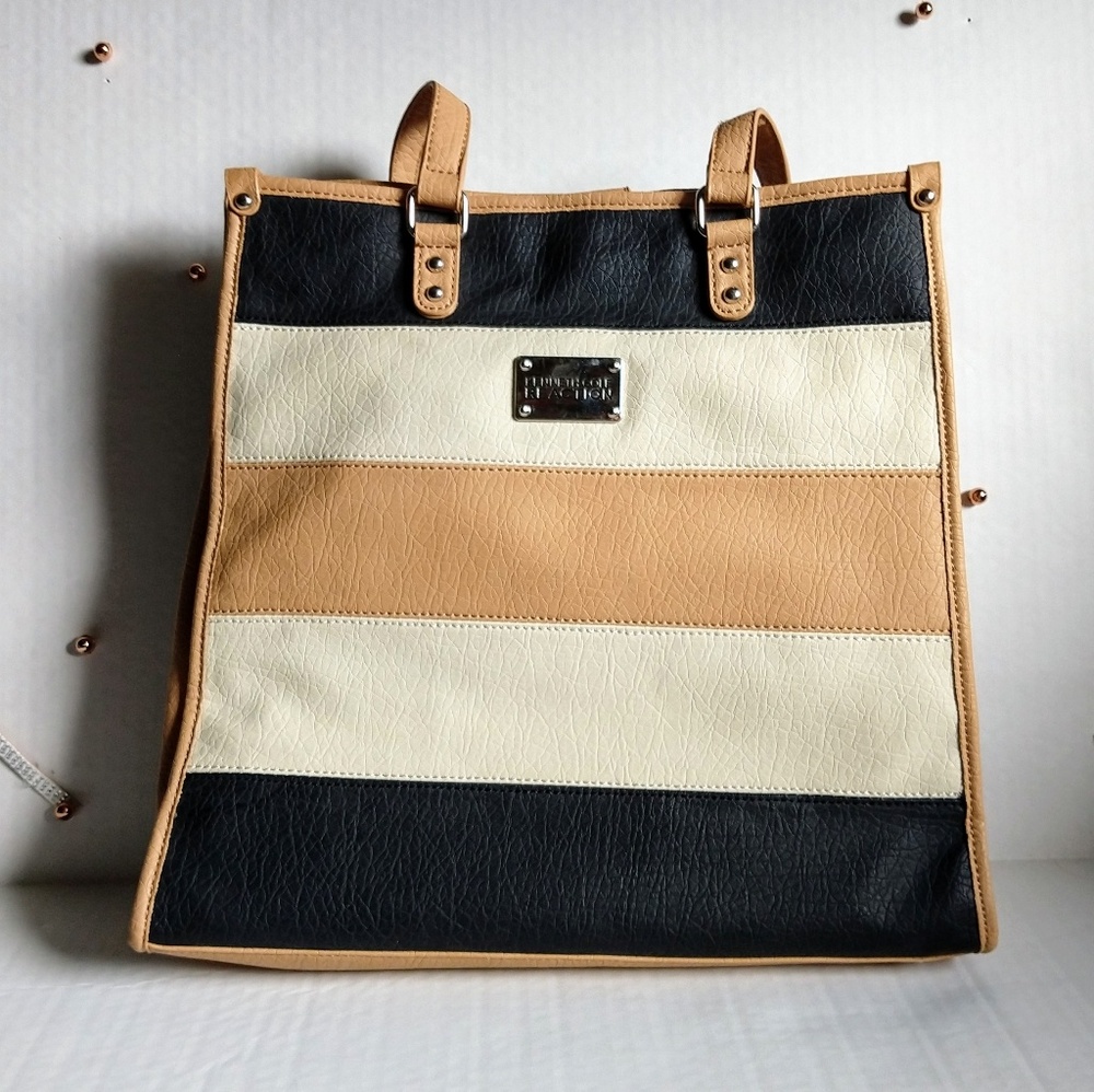 NWOT Kenneth Cole Reaction Stripe Faux Leather Bag